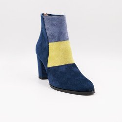 Χειροποίητο καστόρι μποτάκι μέχρι τον αστράγαλο, σε συνδυασμό τριών χρωμάτων