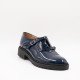 Handmade leather shoes in blue patent leather