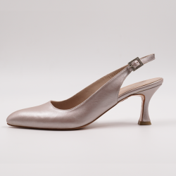 Χειροποίητη γόβα σε ροζ περλέ δέρμα  