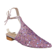 Χειροποίητο φλατ παπούτσι σε λιλά απόχρωση, γκλίτερ ύφασμα με πούλιες