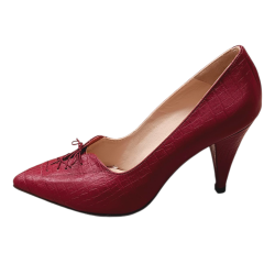 Χειροποίητη γόβα από μπορντό κροκό δέρμα