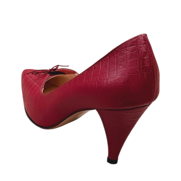 Χειροποίητη γόβα από μπορντό κροκό δέρμα