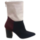 Χειροποίητο μποτάκι πάνω από τον αστράγαλο, σε συνδυασμό τριών χρωμάτων δέρματος 