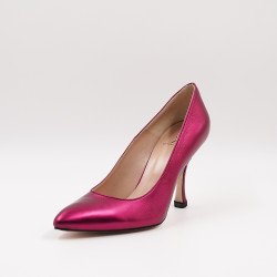 Χειροποίητη δερμάτινη γόβα σε φούξια μεταλλικό χρώμα 