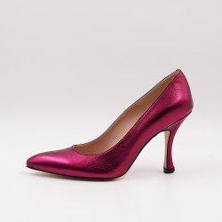 Χειροποίητη δερμάτινη γόβα σε φούξια μεταλλικό χρώμα 