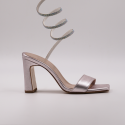 Χειροποίητο πέδιλο σε ροζ μεταλλικό δέρμα 