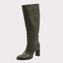 Χειροποίητη δερμάτινη μπότα χωρίς φερμουάρ σε λαδί χρώμα  