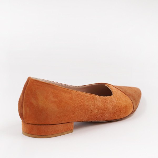 Χειροποίητο δερμάτινο καστόρι παπούτσι σε πορτοκαλί & καφέ χρώμα