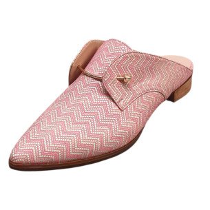 Ξώφτερνο ροζ μοκασίνι χειροποίητο με γεωμετρικά μοτίβα