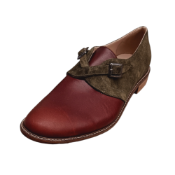 Χειροποίητο δερμάτινο αντρικό παπούτσι με αγκράφες σε λαδί καστόρι και ταμπά δέρμα