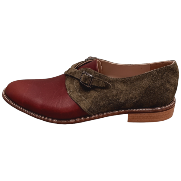 Χειροποίητο δερμάτινο αντρικό παπούτσι με αγκράφες σε λαδί καστόρι και ταμπά δέρμα