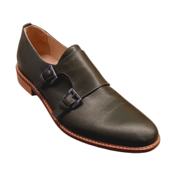 Χειροποίητο δερμάτινο αντρικό παπούτσι με αγκράφες σε λαδί χρώμα