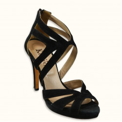 Xειροποίητο πέδιλο σε μαύρο καστόρι δέρμα