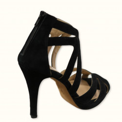 Xειροποίητο πέδιλο σε μαύρο καστόρι δέρμα