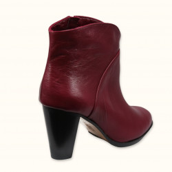  Χειροποίητo δερμάτινο μπορντό μπoτάκι μέχρι τον αστράγαλο