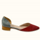 Χειροποίητο φλατ καστόρι παπούτσι σε κόκκινο & γκρι χρώμα 
