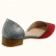 Χειροποίητο φλατ καστόρι παπούτσι σε κόκκινο & γκρι χρώμα 
