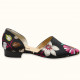 Χειροποίητο φλατ παπούτσι σε φλοράλ σατέν ύφασμα