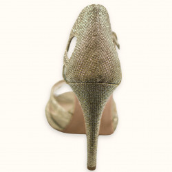 Χειροποίητο νυφικό πέδιλο σε χρυσό γκλίτερ ύφασμα