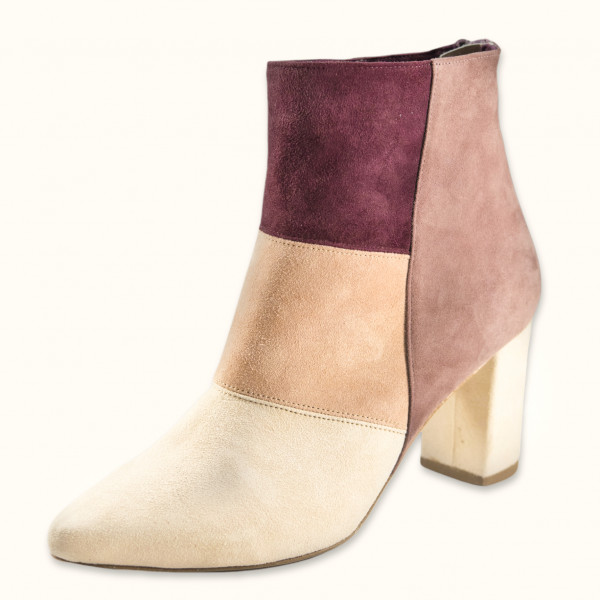 Χειροποίητο μποτάκι μέχρι τον αστράγαλο συνδυασμός τεσσάρων χρωμάτων καστόρι