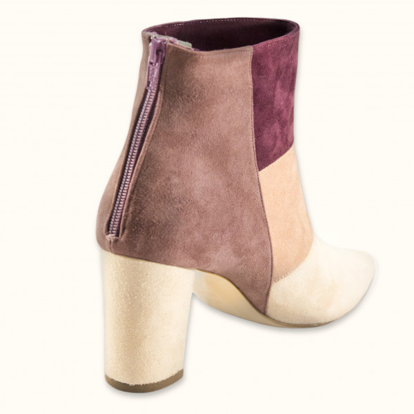 Χειροποίητο μποτάκι μέχρι τον αστράγαλο συνδυασμός τεσσάρων χρωμάτων καστόρι