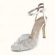Bridal sandals in combination with off white pearl leather and off white lace with a white pearl on top