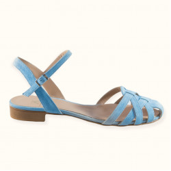 Χειροποίητο φλατ παπούτσι σε σιέλ καστόρι