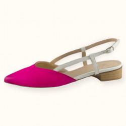 Χειροποίητο φλατ παπούτσι σε φούξια δέρμα