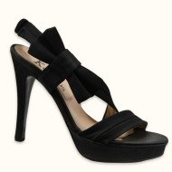 Χειροποίητο νυφικό πέδιλο σε μαύρο κρεπ σατέν ύφασμα 