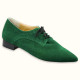 Handmade flat shoes in green suede leather